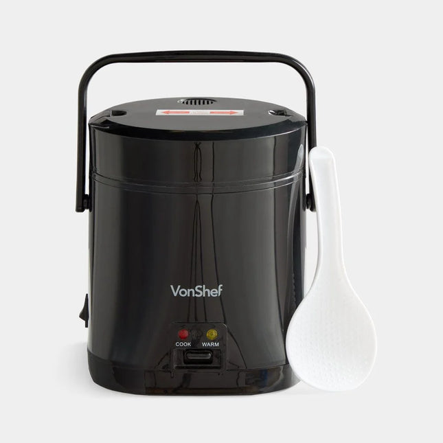 VonShef Small Rice Cooker 0.3L – Compact Electric Steamer - Black