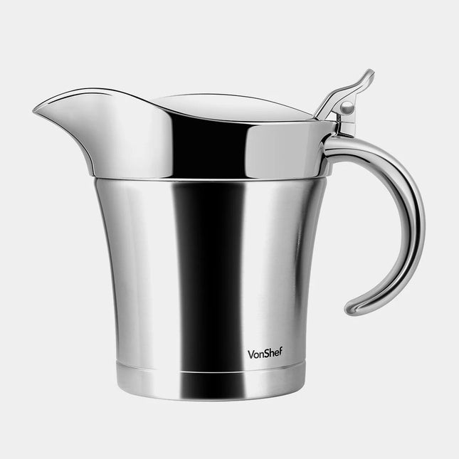 VonShef Insulated Gravy Jug with Lid – 500ml Stainless Steel