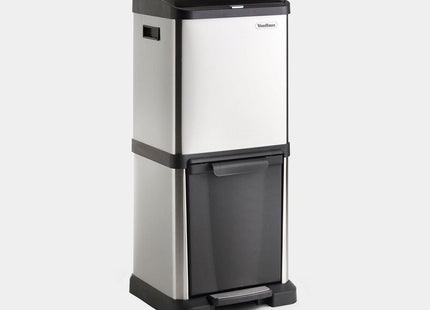 VonHaus Double Stainless Steel Recycling Bin – 34L Dual Compartment