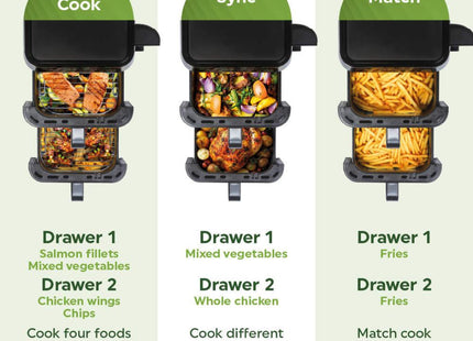 Salter VertiCook View Air Fryer – 9L Dual Drawer Vertical Design – Black