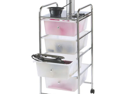 VonHaus 4 Drawer Storage Trolley Organiser with Chrome Frame - White