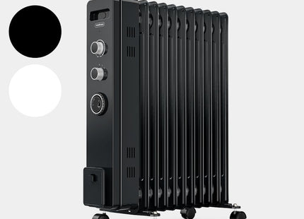 VonHaus 11 Fin Oil Filled Radiator with Timer – 2500W Electric Heater, Black