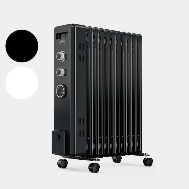 VonHaus 11 Fin Oil Filled Radiator with Timer – 2500W Electric Heater, Black