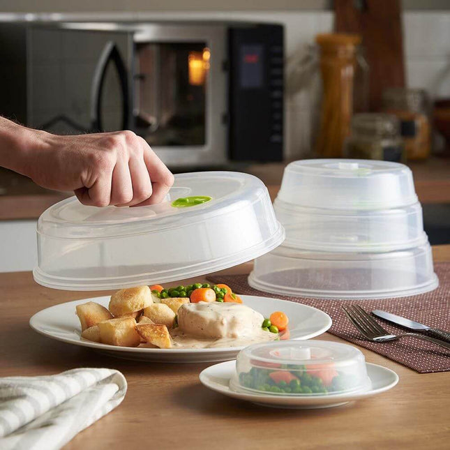 VonShef Microwave Food Plate Covers – 5 Piece Stackable Plastic Lid Set